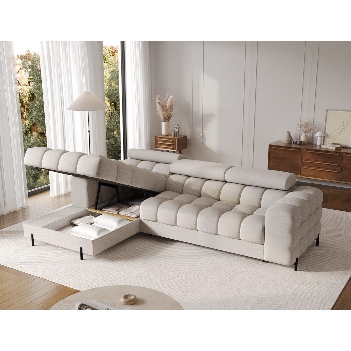 Canapé d'angle gauche convertible Beige allure contemporaine 285x99x181cm FILTRO 