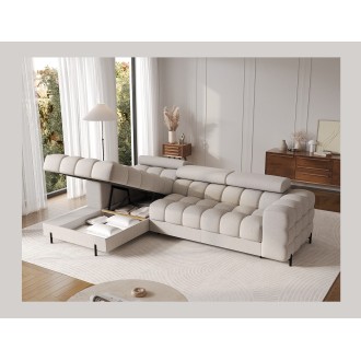 Canapé d'angle gauche convertible Beige allure contemporaine 285x99x181cm FILTRO 