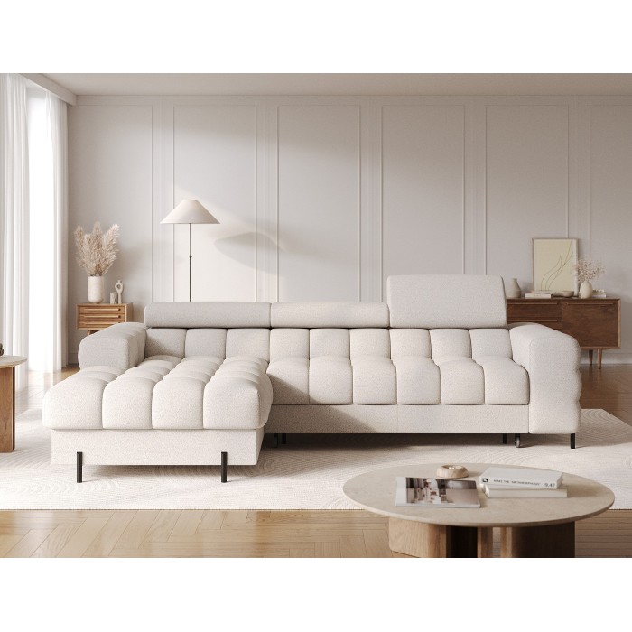 Canapé d'angle gauche convertible Beige allure contemporaine 285x99x181cm FILTRO 