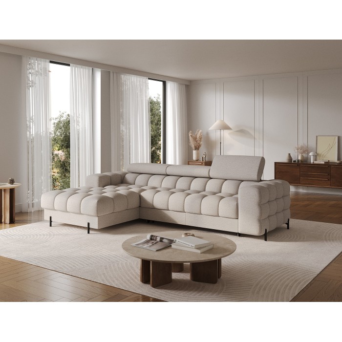 Canapé d'angle gauche convertible Beige allure contemporaine 285x99x181cm FILTRO 