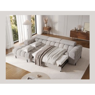 Canapé d'angle gauche convertible Gris chiné élégance moderne 285x99x181cm FILTRO 