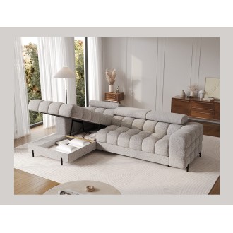 Canapé d'angle gauche convertible Gris chiné élégance moderne 285x99x181cm FILTRO 