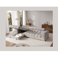 Canapé d'angle gauche convertible Gris chiné élégance moderne 285x99x181cm FILTRO 