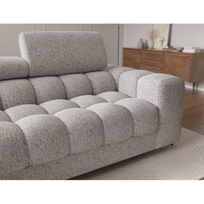 Canapé d'angle gauche convertible Gris chiné élégance moderne 285x99x181cm FILTRO 