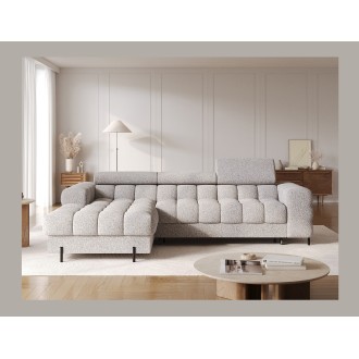 Canapé d'angle gauche convertible Gris chiné élégance moderne 285x99x181cm FILTRO 
