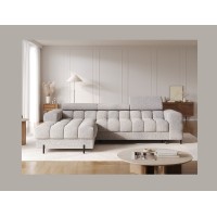 Canapé d'angle gauche convertible Gris chiné élégance moderne 285x99x181cm FILTRO 