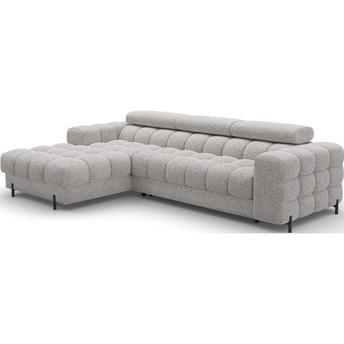 Canapé d'angle gauche convertible Gris chiné élégance moderne 285x99x181cm FILTRO 