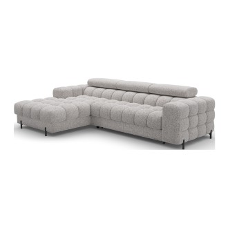 Canapé d'angle gauche convertible Gris chiné élégance moderne 285x99x181cm FILTRO 