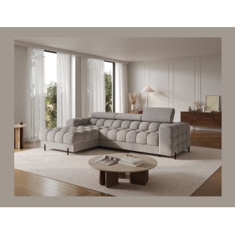 Canapé d'angle gauche convertible Gris chiné élégance moderne 285x99x181cm FILTRO 