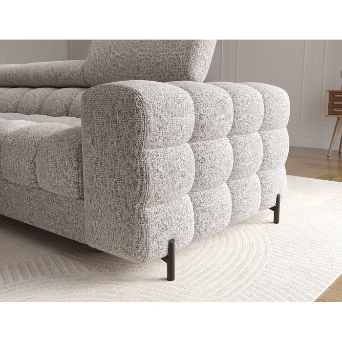 Canapé d'angle gauche convertible Gris chiné élégance moderne 285x99x181cm FILTRO 