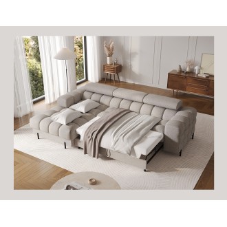 Canapé d'angle gauche convertible Beige chiné allure contemporaine 285x99x181cm FILTRO 