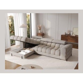 Canapé d'angle gauche convertible Beige chiné allure contemporaine 285x99x181cm FILTRO 