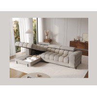Canapé d'angle gauche convertible Beige chiné allure contemporaine 285x99x181cm FILTRO 