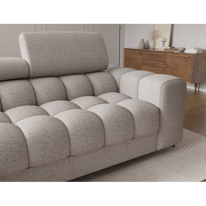 Canapé d'angle gauche convertible Beige chiné allure contemporaine 285x99x181cm FILTRO 
