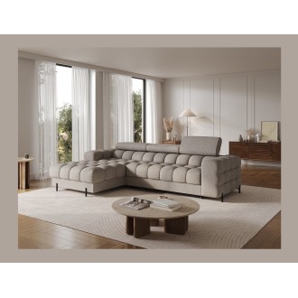 Canapé d'angle gauche convertible Beige chiné allure contemporaine 285x99x181cm FILTRO 