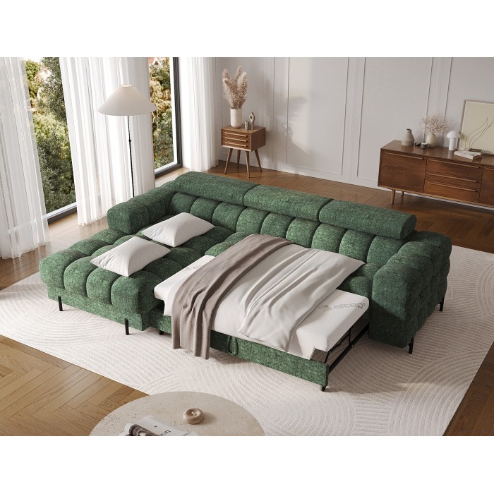 Canapé d'angle gauche convertible Emeraude style épuré 285x99x181cm FILTRO 