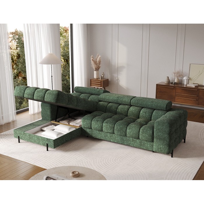 Canapé d'angle gauche convertible Emeraude style épuré 285x99x181cm FILTRO 