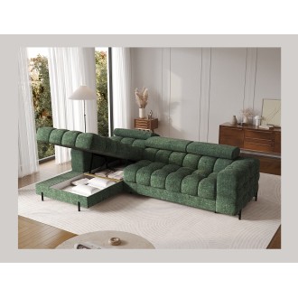 Canapé d'angle gauche convertible Emeraude style épuré 285x99x181cm FILTRO 