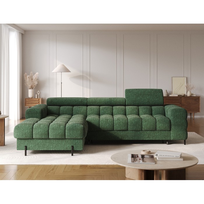 Canapé d'angle gauche convertible Emeraude style épuré 285x99x181cm FILTRO 