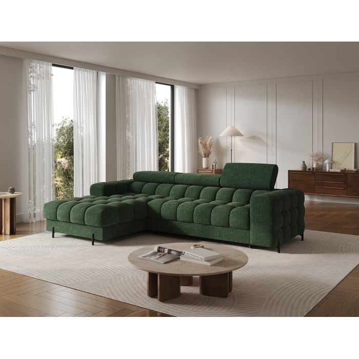 Canapé d'angle gauche convertible Emeraude style épuré 285x99x181cm FILTRO 
