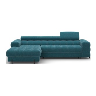 Canapé d'angle gauche convertible Bleu canard style épuré 285x99x181cm FILTRO 
