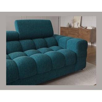 Canapé d'angle gauche convertible Bleu canard style épuré 285x99x181cm FILTRO 