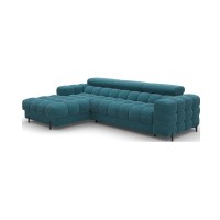 Canapé d'angle gauche convertible Bleu canard style épuré 285x99x181cm FILTRO 