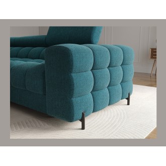 Canapé d'angle gauche convertible Bleu canard style épuré 285x99x181cm FILTRO 