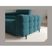 Canapé d'angle gauche convertible Bleu canard style épuré 285x99x181cm FILTRO 