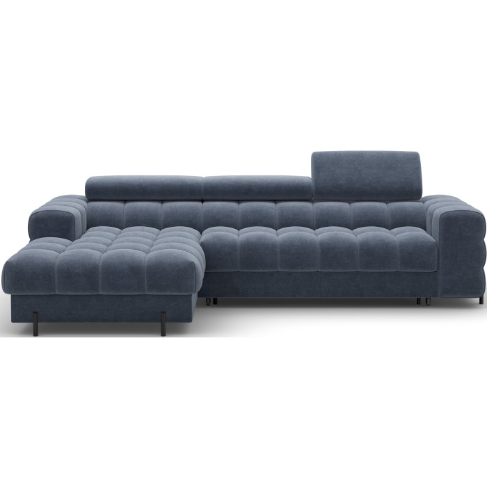 Canapé d'angle gauche convertible Bleu design élégant 285x99x181cm FILTRO 