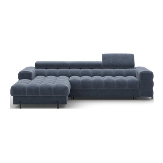 Canapé d'angle gauche convertible Bleu design élégant 285x99x181cm FILTRO 