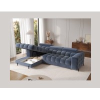 Canapé d'angle gauche convertible Bleu design élégant 285x99x181cm FILTRO 