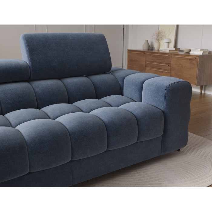 Canapé d'angle gauche convertible Bleu design élégant 285x99x181cm FILTRO 