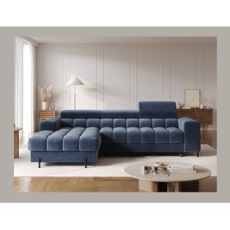 Canapé d'angle gauche convertible Bleu design élégant 285x99x181cm FILTRO 
