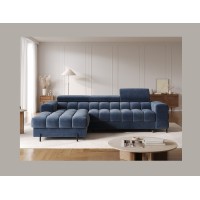 Canapé d'angle gauche convertible Bleu design élégant 285x99x181cm FILTRO 