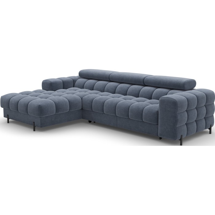 Canapé d'angle gauche convertible Bleu design élégant 285x99x181cm FILTRO 
