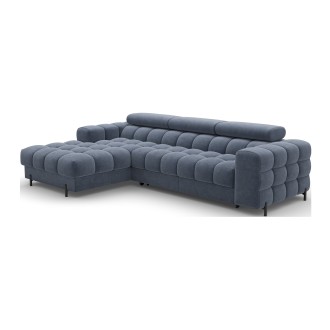 Canapé d'angle gauche convertible Bleu design élégant 285x99x181cm FILTRO 