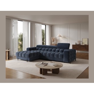 Canapé d'angle gauche convertible Bleu design élégant 285x99x181cm FILTRO 