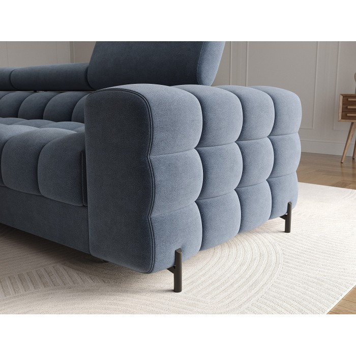 Canapé d'angle gauche convertible Bleu design élégant 285x99x181cm FILTRO 