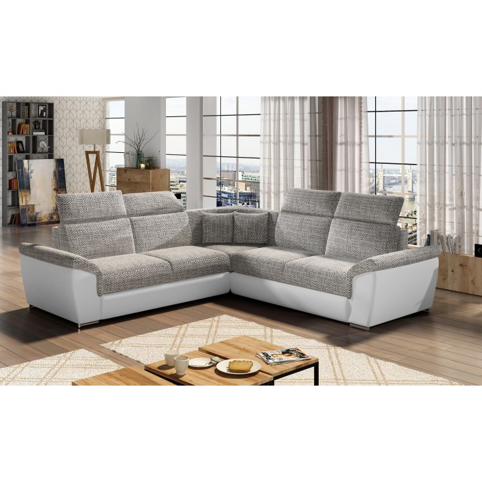 Canapé d'angle FREDERICO Gris convertible avec coffre 266x266cm 