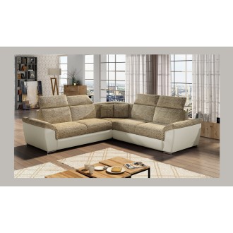 Canapé d'angle FREDERICO Beige 5 places avec têtières 266x266cm 