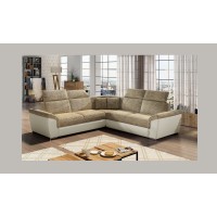 Canapé d'angle FREDERICO Beige 5 places avec têtières 266x266cm 