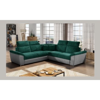 Canapé d'angle FREDERICO Vert Foncé avec coffre et couchage 266x266cm 