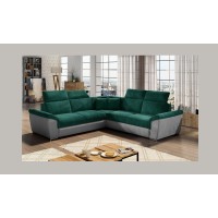 Canapé d'angle FREDERICO Vert Foncé avec coffre et couchage 266x266cm 
