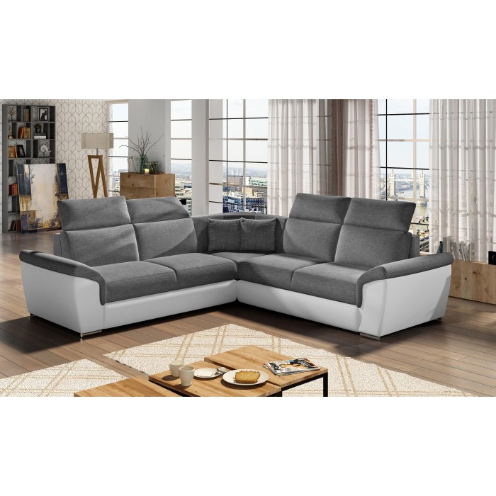 Canapé d'angle FREDERICO Gris Foncé symétrique avec coffre 266x266cm 