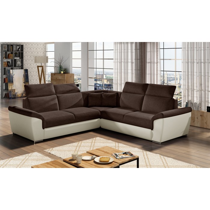 Canapé d'angle FREDERICO Marron avec couchage 120x200cm 266x266cm 