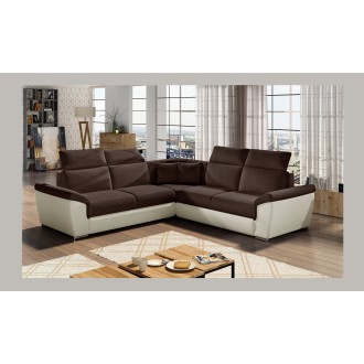 Canapé d'angle FREDERICO Marron avec couchage 120x200cm 266x266cm 