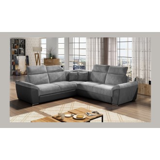 Canapé d'angle FREDERICO Gris avec 4 têtières 266x266cm 