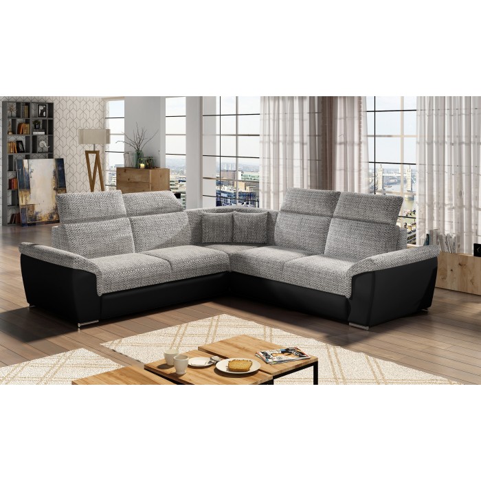 Canapé d'angle FREDERICO Gris grand angle convertible 266x266cm 