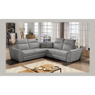 Canapé d'angle FREDERICO Gris 5 places avec couchage 266x266cm 